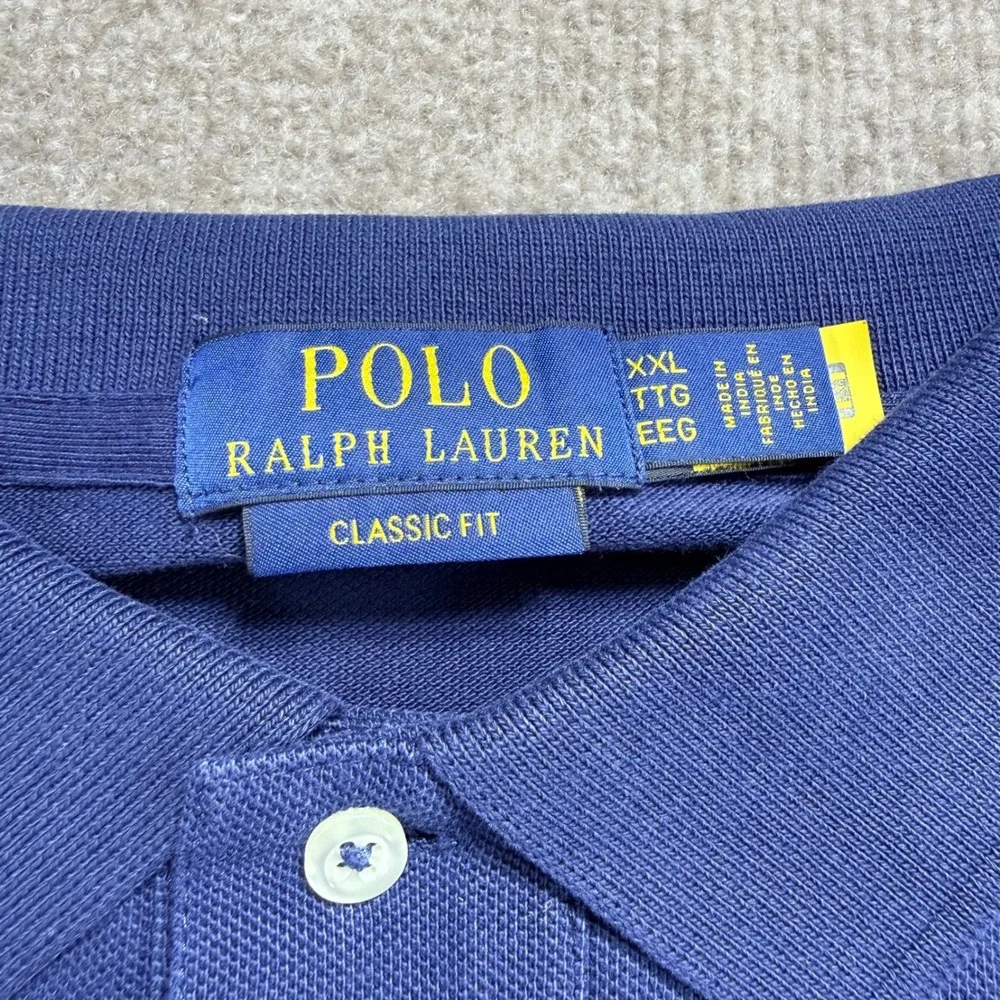 Polo Ralph Lauren XXL Navy White Dual Crossed Mallets Big Pony Mesh Knit Shirt 3